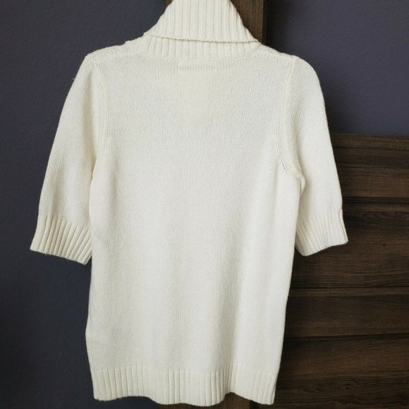 NWT by Anthropologie Short Sleeve Sweater Turtleneck Cream White Soft Size XS - Picture 4 of 11